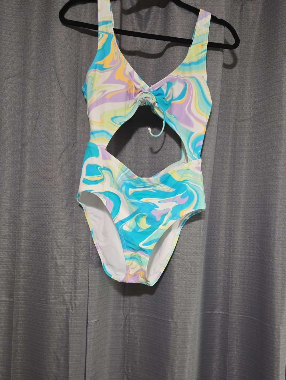 Ninety Pastel Swirl Cutout One-Piece - Blue, Purple, Yellow, Mint